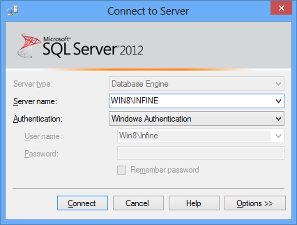 sql server management studio server name